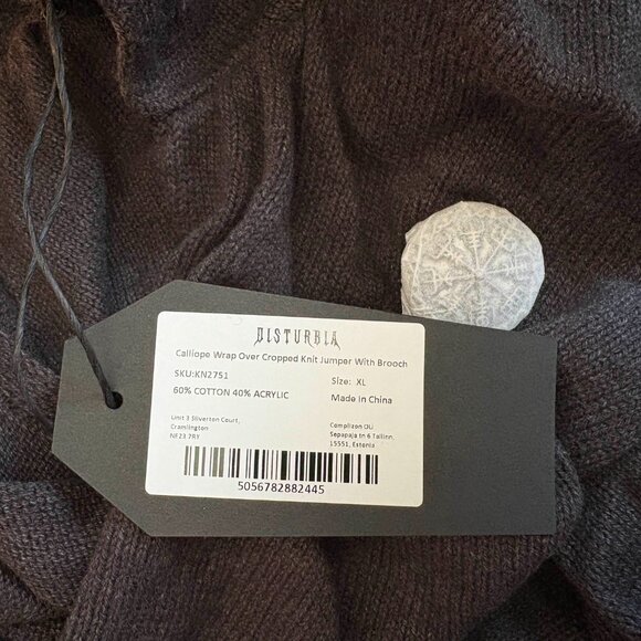 Calliope Wrap Over Cropped Knit Sweater with Brooch - Picture 3 of 3